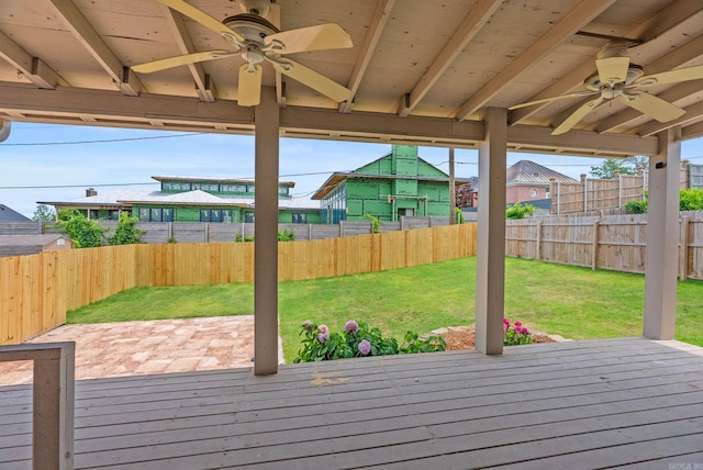 125 Englewood Rd, Little Rock, AR 72207 - wooden terrace featuring a ceiling fan and a fenced backyard