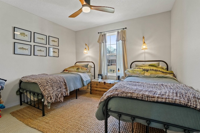 1905 Highgrove Rd, Harrison, AR 72601 - bedroom with a ceiling fan and a textured ceiling