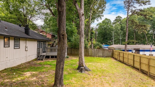 8719 Evergreen Dr, Little Rock, AR 72227 - fenced backyard featuring a deck and view of scattered trees