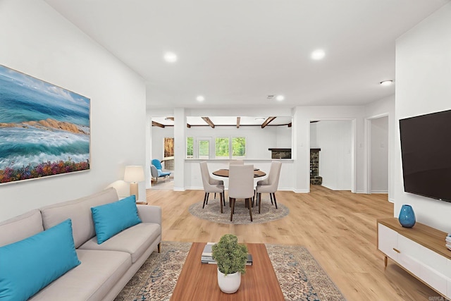 8719 Evergreen Dr, Little Rock, AR 72227 - living area with light wood-type flooring and recessed lighting