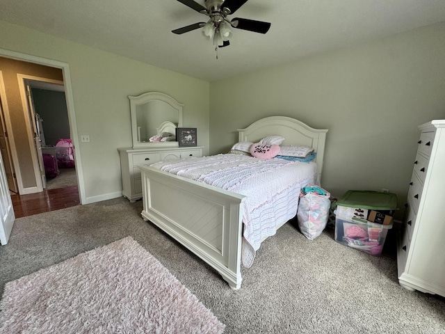389 Plantation Cir, Melbourne, AR 72556 - carpeted bedroom featuring ceiling fan and baseboards