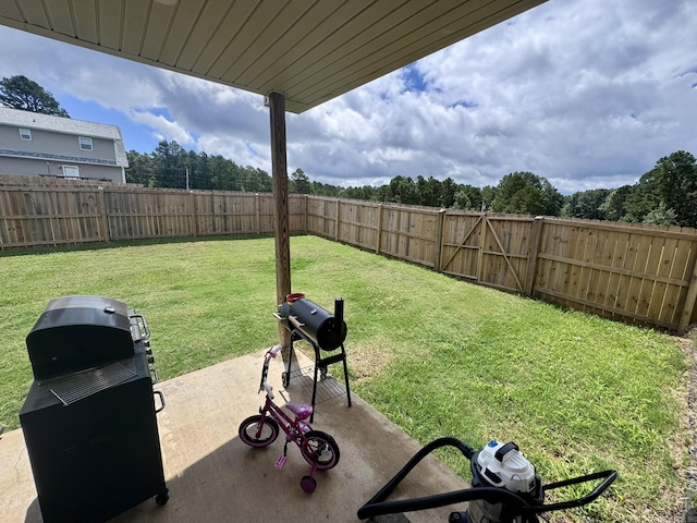 389 Plantation Cir, Melbourne, AR 72556 - fenced backyard featuring a patio area