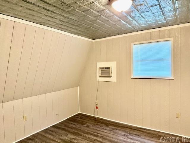 1520 S Main St, Malvern, AR 72104 - bonus room with an ornate ceiling, a wall unit AC, dark wood-type flooring, and wooden walls