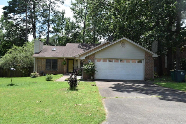 6 Lendl Loop, Little Rock, AR 72210 - single story home with brick siding, a chimney, asphalt driveway, a garage, and a front yard