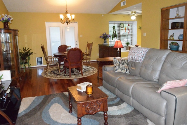 6 Lendl Loop, Little Rock, AR 72210 - living room featuring wood finished floors, a ceiling fan, and a chandelier
