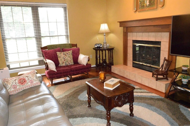 6 Lendl Loop, Little Rock, AR 72210 - living room featuring healthy amount of natural light, wood finished floors, and a tile fireplace