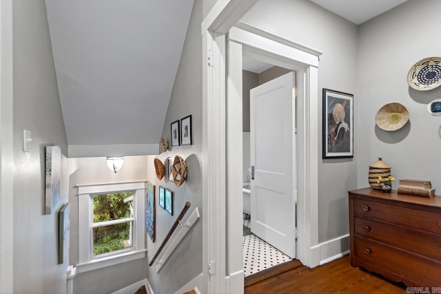 1116 Kavanaugh Blvd, Little Rock, AR 72205 - corridor with wood finished floors and an upstairs landing