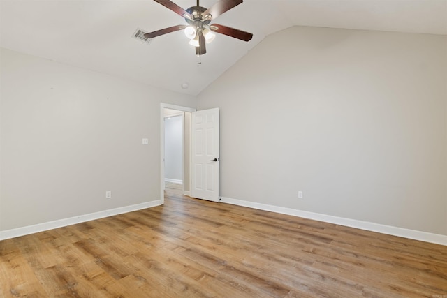 70 Peach St, Austin, AR 72007 - empty room with a ceiling fan, light wood finished floors, and high vaulted ceiling