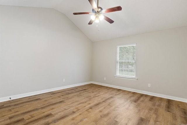 70 Peach St, Austin, AR 72007 - empty room with lofted ceiling, ceiling fan, and wood finished floors