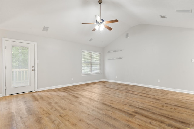 70 Peach St, Austin, AR 72007 - spare room with a ceiling fan, healthy amount of natural light, light wood-type flooring, and high vaulted ceiling
