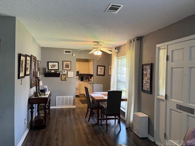 600 Higdon Ferry Rd Unit 301, Hot Springs, AR 71913 - dining space with a textured ceiling, dark wood-type flooring, and ceiling fan