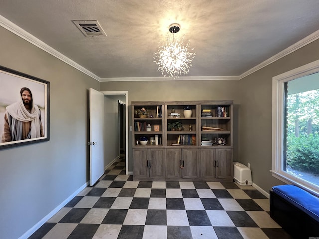 114 Mark Cir, Monticello, AR 71655 - unfurnished dining area featuring a chandelier and ornamental molding