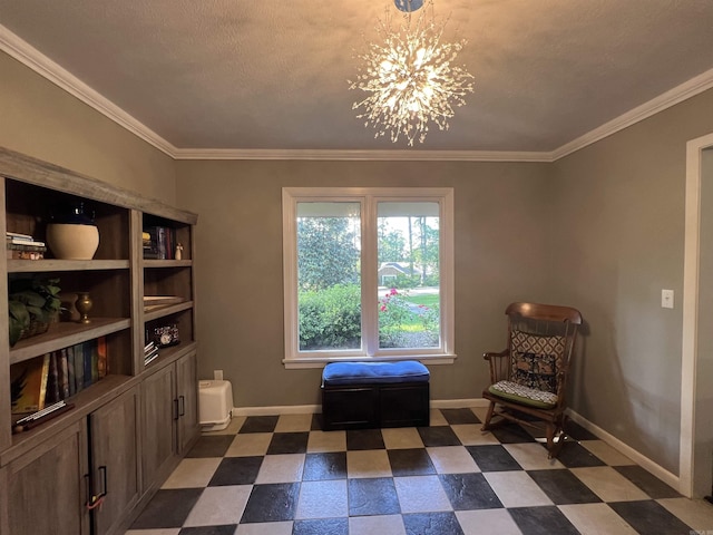 114 Mark Cir, Monticello, AR 71655 - living area with a chandelier, ornamental molding, and dark floors