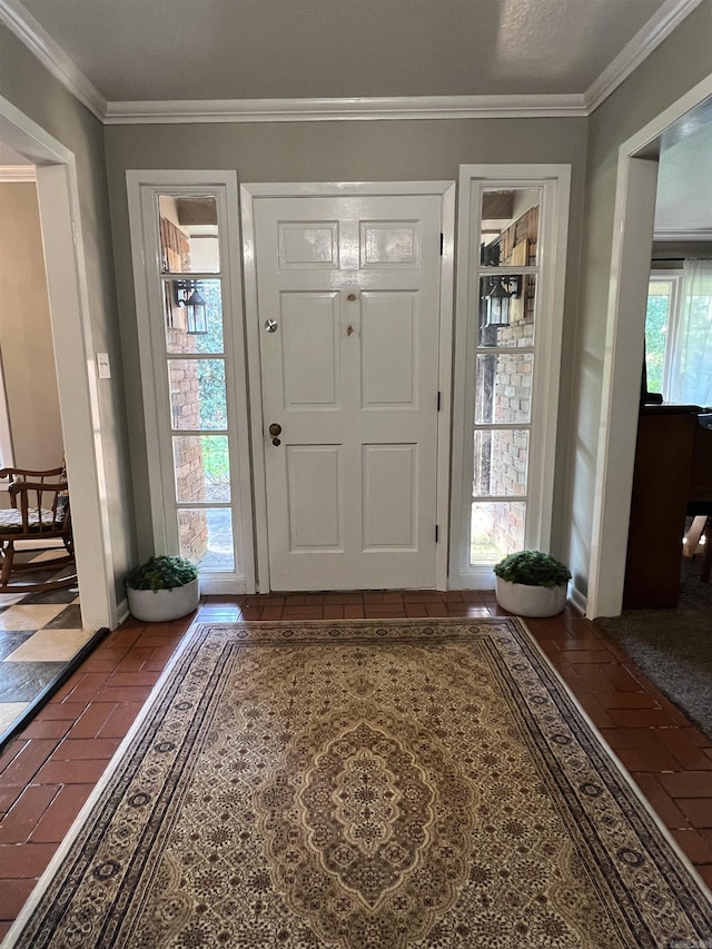 114 Mark Cir, Monticello, AR 71655 - foyer entrance featuring brick flooring and crown molding