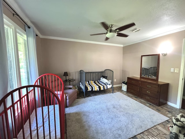 114 Mark Cir, Monticello, AR 71655 - bedroom featuring ornamental molding and ceiling fan
