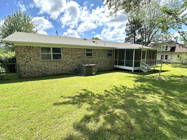 504 Case St, Heber Springs, AR 72543 - back of property featuring a sunroom, crawl space, and brick siding