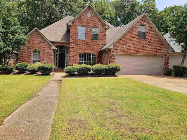 158 Calais, Maumelle, AR 72113 - traditional-style house featuring brick siding, roof with shingles, driveway, and a front yard