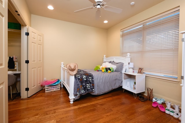 100 Vallon Ln, Little Rock, AR 72223 - bedroom with wood finished floors, recessed lighting, and a ceiling fan
