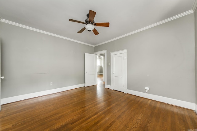 4106 C St, Little Rock, AR 72205 - unfurnished bedroom featuring ornamental molding, wood finished floors, and a ceiling fan