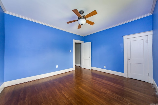 4106 C St, Little Rock, AR 72205 - unfurnished bedroom featuring wood finished floors, ornamental molding, and a ceiling fan