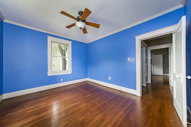 4106 C St, Little Rock, AR 72205 - empty room with wood finished floors, a ceiling fan, and crown molding