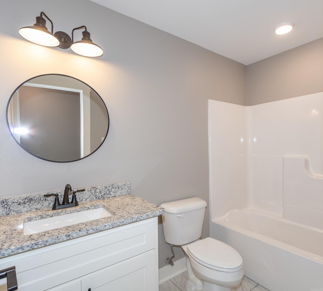 full bath with vanity and shower / washtub combination