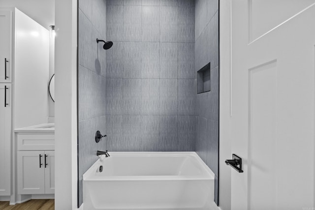 1500 Haley Ln, Conway, AR 72034 - full bathroom with  shower combination, vanity, and wood finished floors