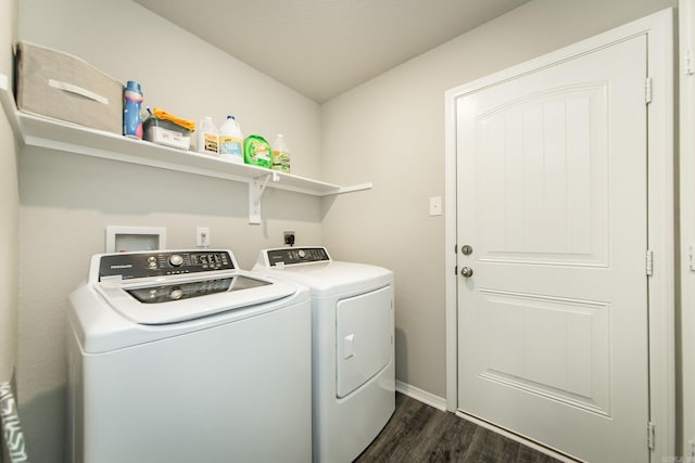 53 Dunnaway Dr, Ward, AR 72176 - washroom with washing machine and dryer and dark wood-style flooring