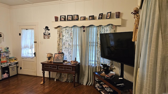 121 W 5th St, Rector, AR 72461 - living room featuring dark wood finished floors