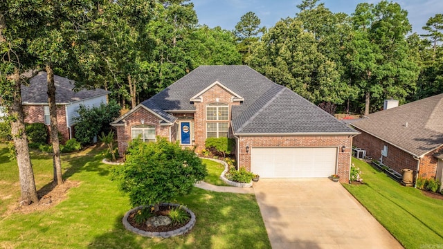 181 Diamond Pointe Dr, Maumelle, AR 72113 - traditional home with brick siding, a garage, and a front yard