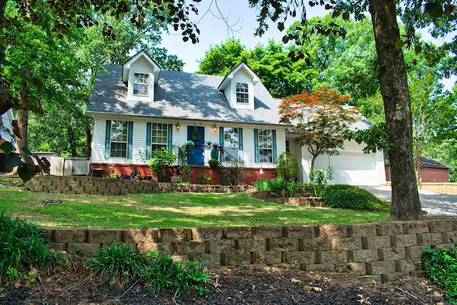 1304 Winbourne Dr, North Little Rock, AR 72116 - cape cod-style house with a garage, a front yard, concrete driveway, and brick siding