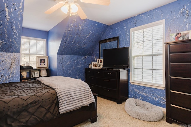 1304 Winbourne Dr, North Little Rock, AR 72116 - bedroom with wallpapered walls, carpet floors, and ceiling fan