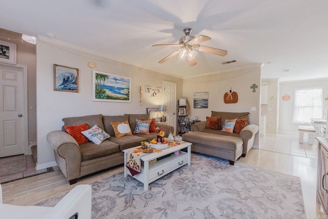 1304 Winbourne Dr, North Little Rock, AR 72116 - living area featuring ceiling fan and crown molding