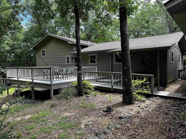 39 Dike View Dr, Heber Springs, AR 72543 - rear view of property featuring a wooden deck, roof with shingles, and view of wooded area