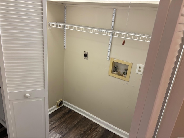 112 Sugar Maple Dr, Sherwood, AR 72120 - washroom featuring washer hookup, electric dryer hookup, and dark wood-style flooring
