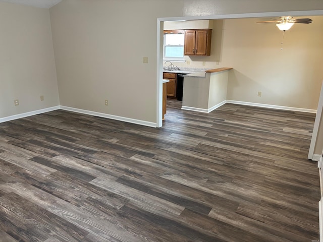 112 Sugar Maple Dr, Sherwood, AR 72120 - unfurnished living room featuring ceiling fan and dark wood finished floors