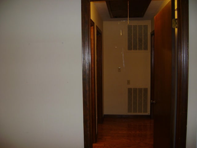 405 Fairway Dr, Horseshoe Bend, AR 72512 - hallway featuring attic access and wood finished floors