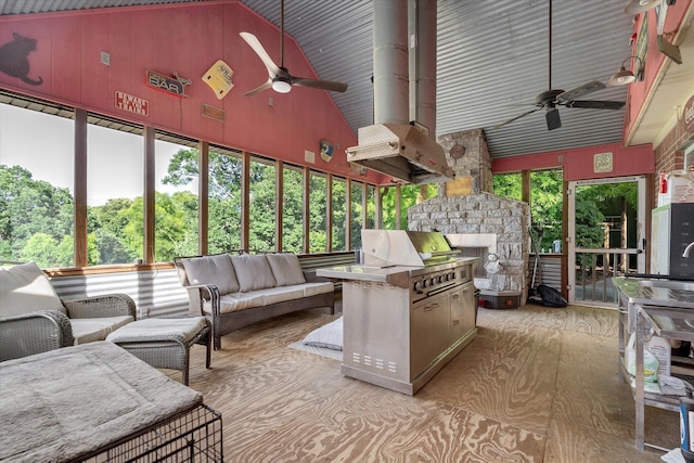 15355 Pleasant Grove Ln, Harrisburg, AR 72432 - sunroom / solarium featuring high vaulted ceiling and wood finished floors