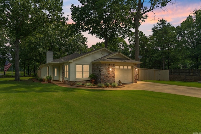 101 Rolling Oaks Dr, Maumelle, AR 72113 - ranch-style home with concrete driveway, a chimney, and an attached garage