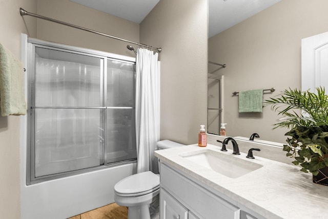 bathroom featuring shower / bath combination with curtain and vanity