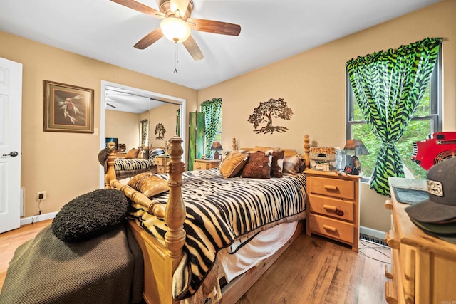 232 Alydar Trl, Hot Springs, AR 71901 - bedroom with light wood-type flooring, a closet, and ceiling fan