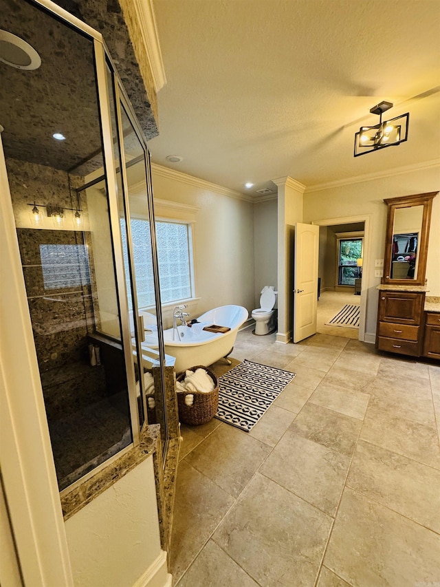350 Wellesley, Conway, AR 72034 - full bath with crown molding, a shower stall, plenty of natural light, a freestanding tub, and vanity