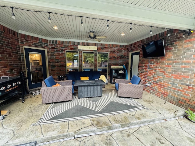 350 Wellesley, Conway, AR 72034 - view of patio featuring an outdoor hangout area and a ceiling fan