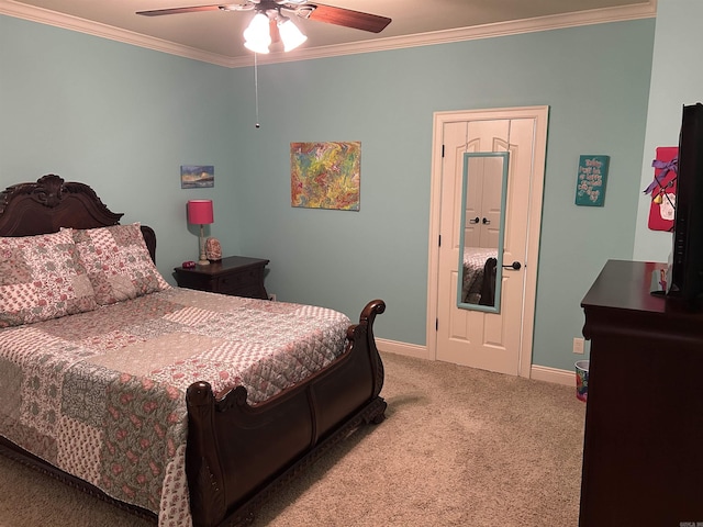 2205 Vermont St, Conway, AR 72034 - carpeted bedroom with crown molding and a ceiling fan