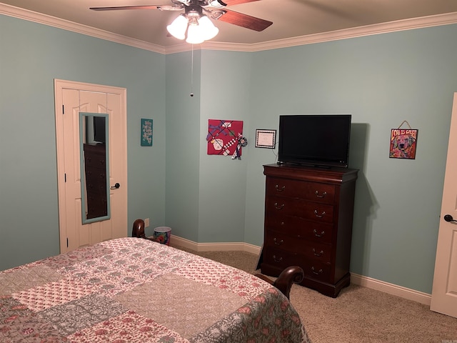 2205 Vermont St, Conway, AR 72034 - bedroom featuring carpet, crown molding, and ceiling fan