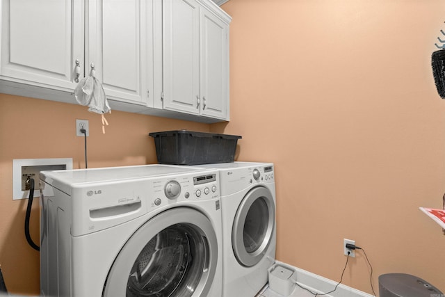 113 Friendship Ln, Beebe, AR 72012 - washroom with cabinet space, independent washer and dryer, and tile patterned flooring