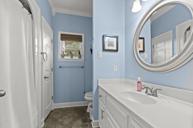 113 Friendship Ln, Beebe, AR 72012 - full bath featuring vanity, crown molding, and stone finish floors