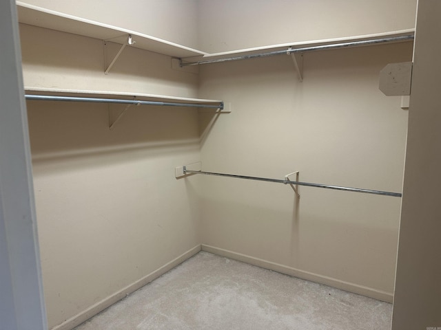 spacious closet featuring light carpet