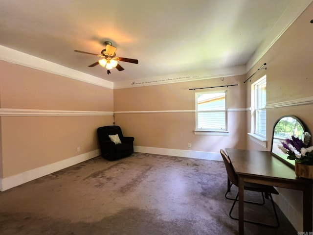 5942 Joey Ln, Texarkana, AR 71854 - unfurnished office with ceiling fan and carpet flooring