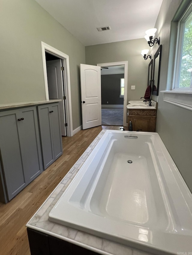 5942 Joey Ln, Texarkana, AR 71854 - bathroom featuring vanity, wood finished floors, and a bathtub